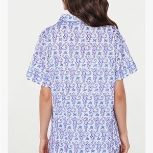 Amazon Women's Blue and White Pajama Top